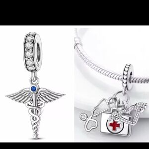 Set of 2 pure silver charms for health care professionals